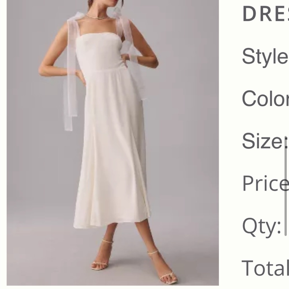 Reformation Kairo dress (white with tulle bows, ideal bridal look)